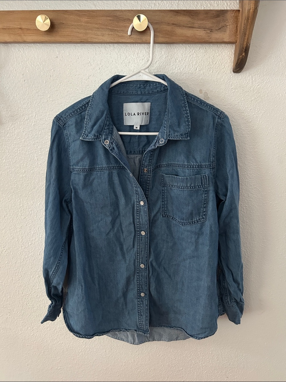 Lola River Women's Denim Button-Down Shirt in Blue